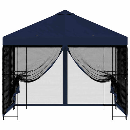 Tuin Gazebo met Zijwanden 3 x 3 m Blauw Polyester en staal