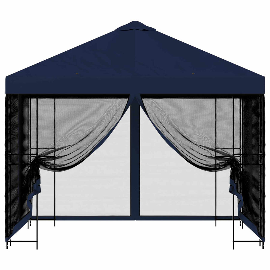Tuin Gazebo met Zijwanden 3 x 3 m Blauw Polyester en staal