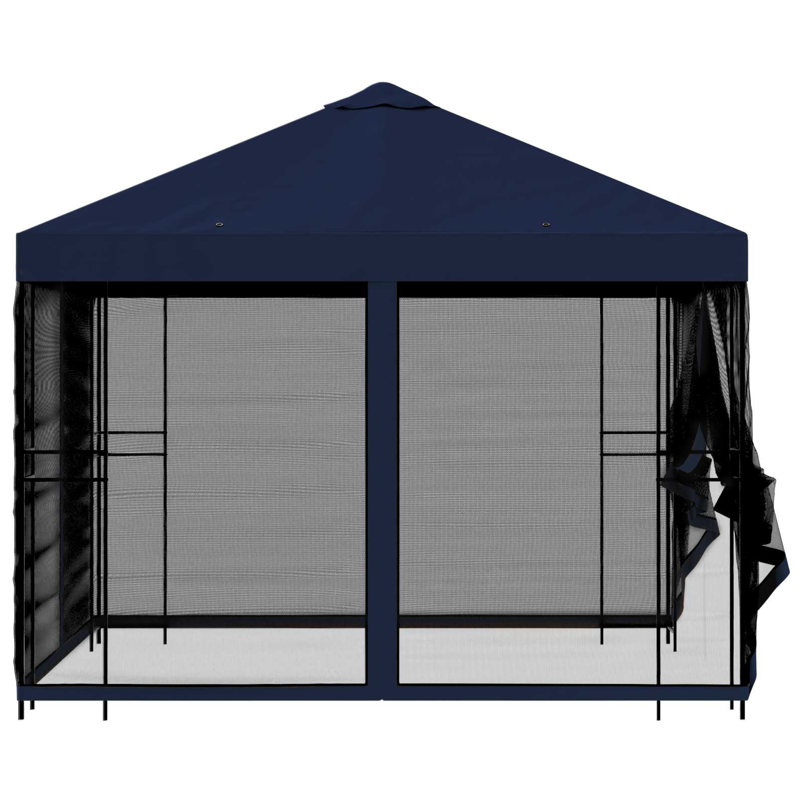 Tuin Gazebo met Zijwanden 3 x 3 m Blauw Polyester en staal