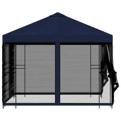 Tuin Gazebo met Zijwanden 3 x 3 m Blauw Polyester en staal