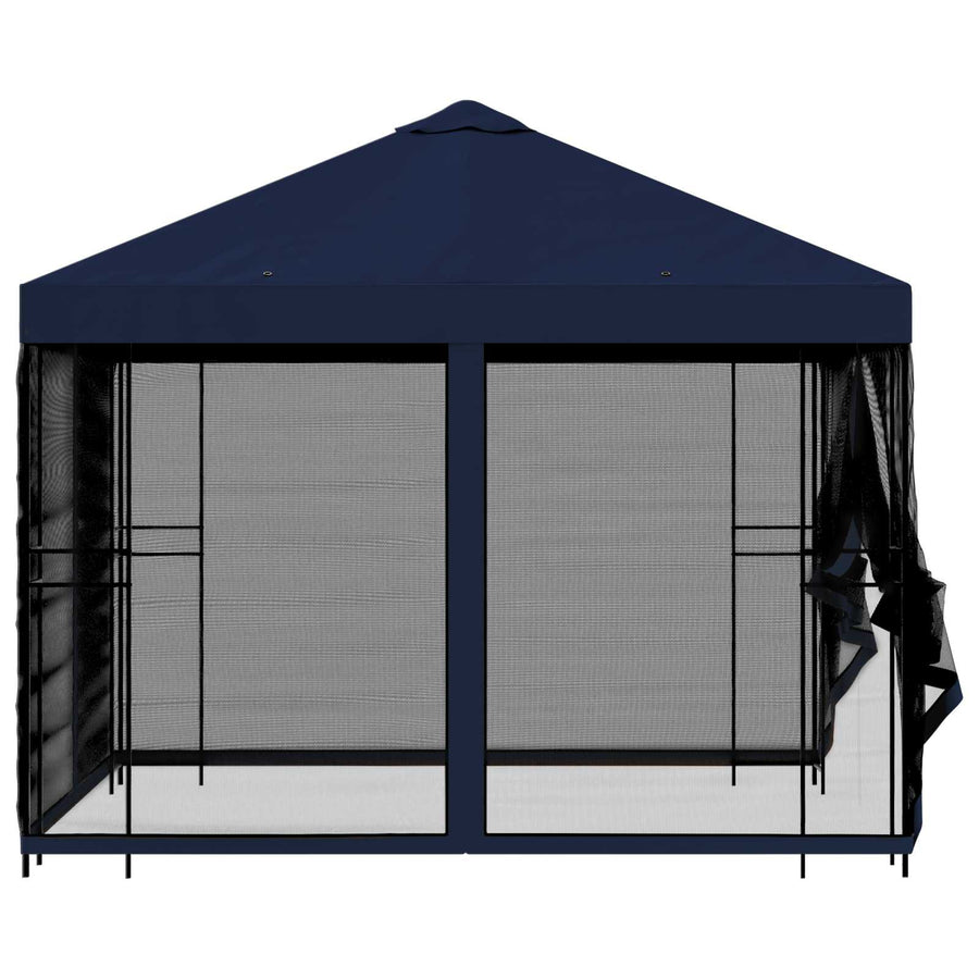 Tuin Gazebo met Zijwanden 3 x 3 m Blauw Polyester en staal
