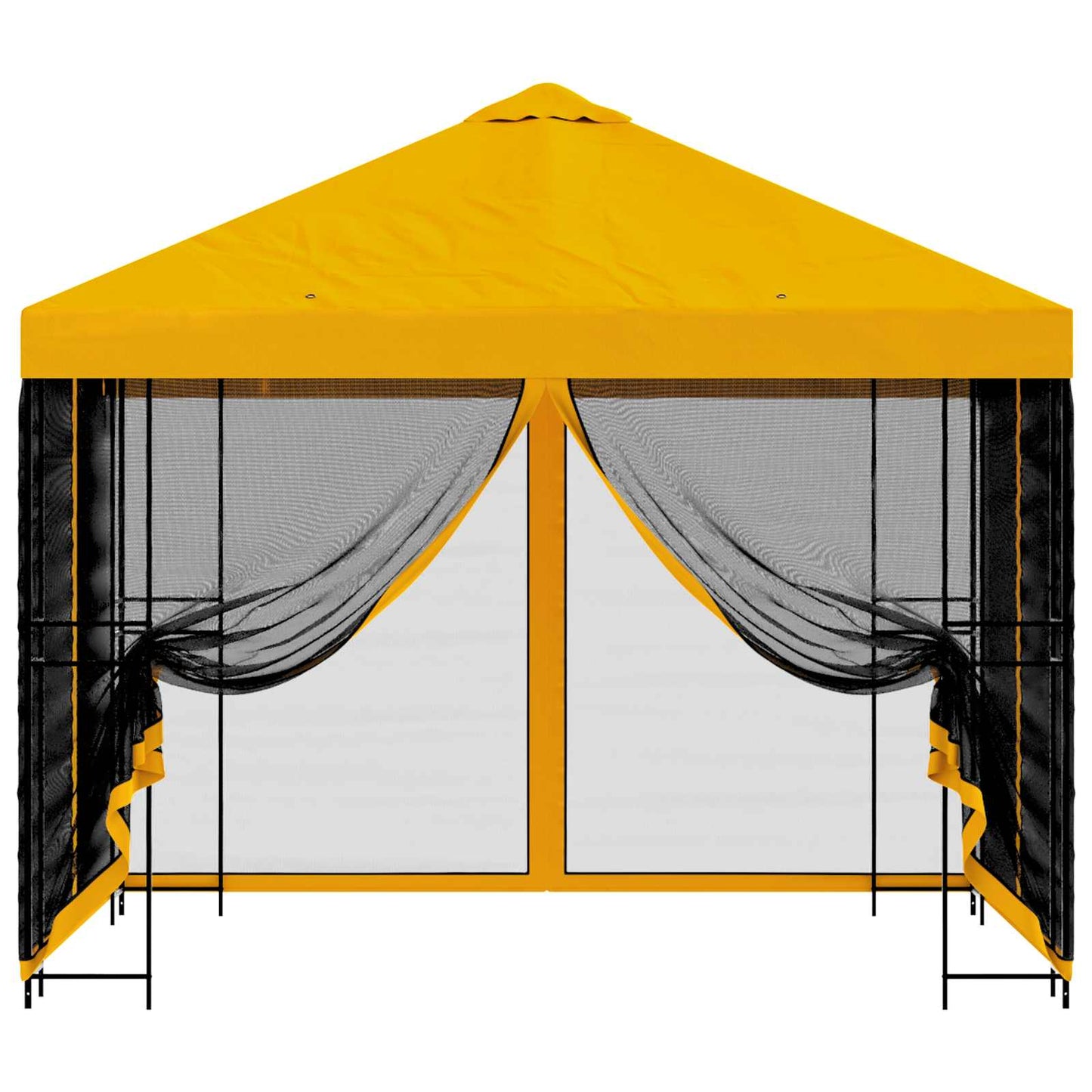 Tuin Gazebo met Zijwanden 3 x 3 m Geel Polyester en staal