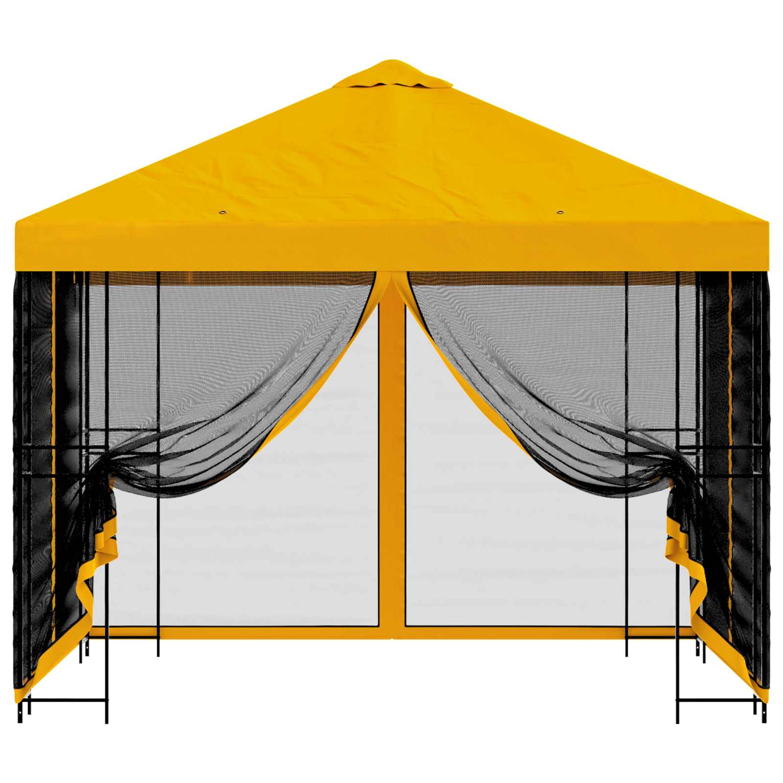 Tuin Gazebo met Zijwanden 3 x 3 m Geel Polyester en staal