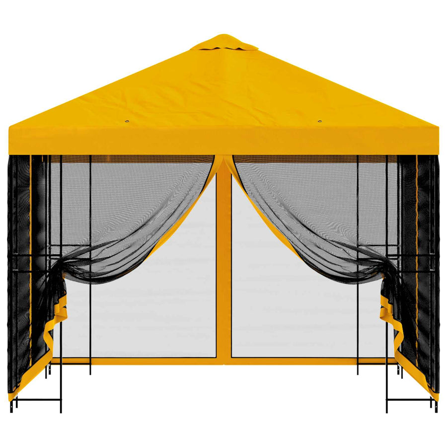 Tuin Gazebo met Zijwanden 3 x 3 m Geel Polyester en staal