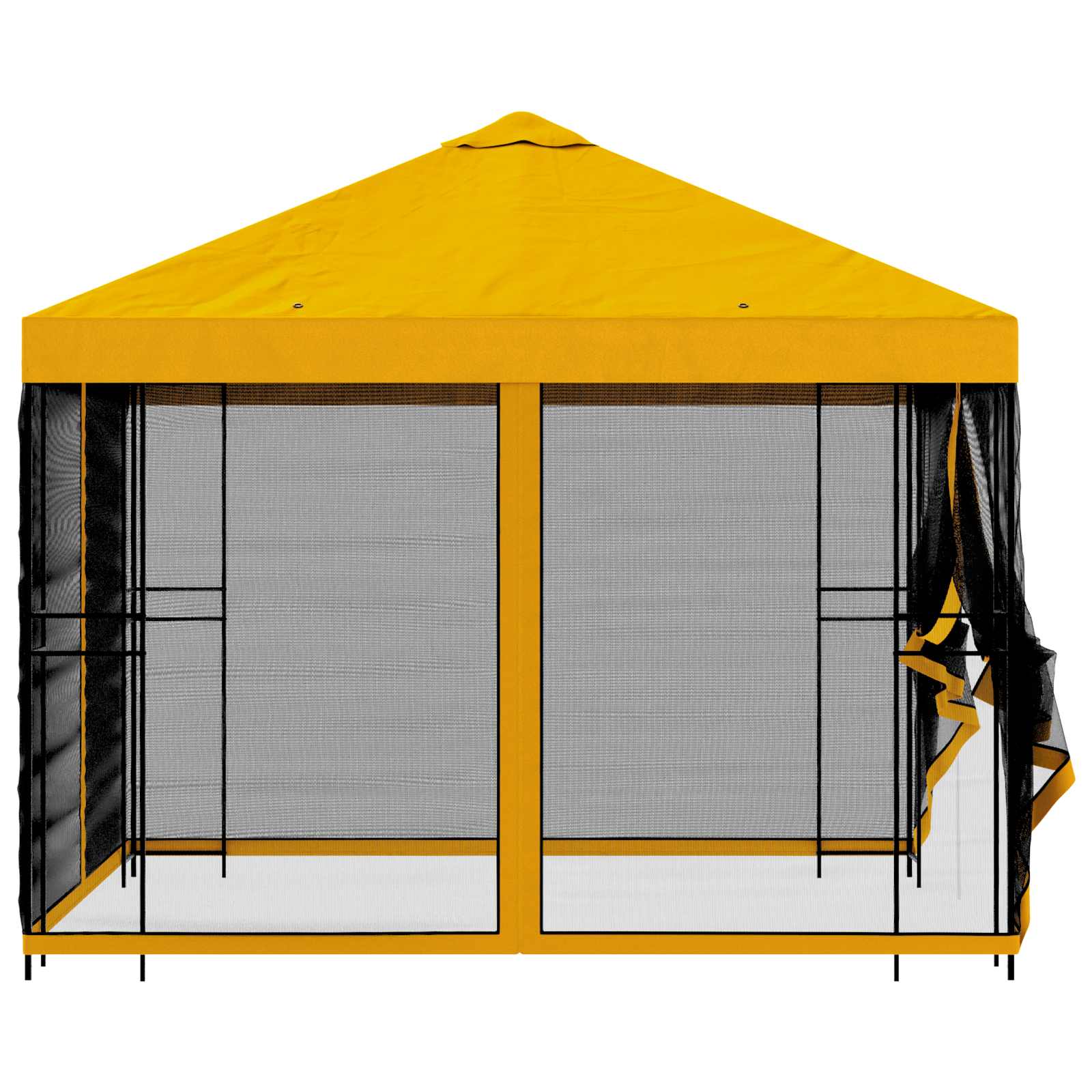 Tuin Gazebo met Zijwanden 3 x 3 m Geel Polyester en staal