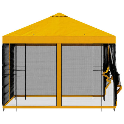 Tuin Gazebo met Zijwanden 3 x 3 m Geel Polyester en staal