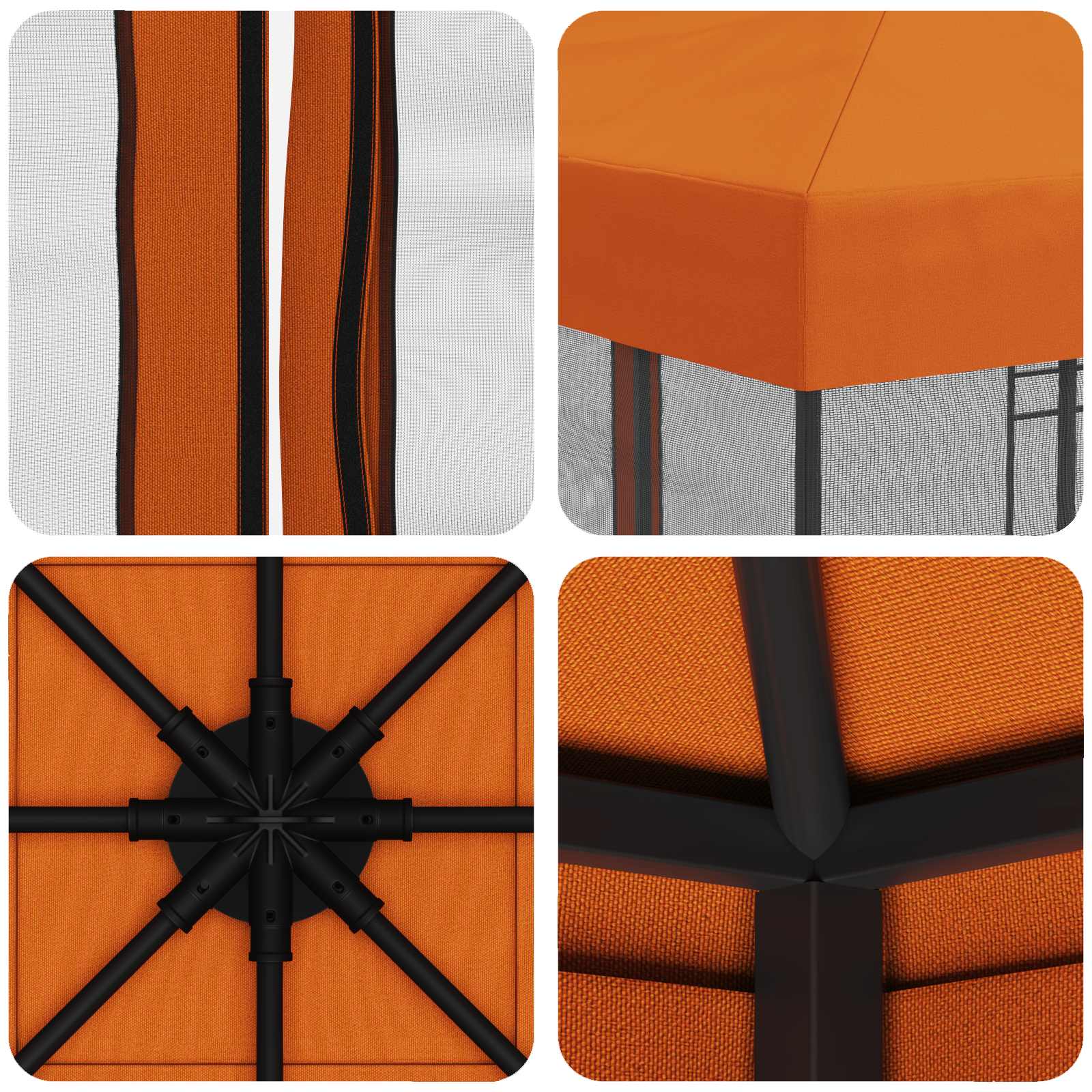 Tuin Gazebo met Zijwanden 3 x 3 m Oranje Polyester en staal