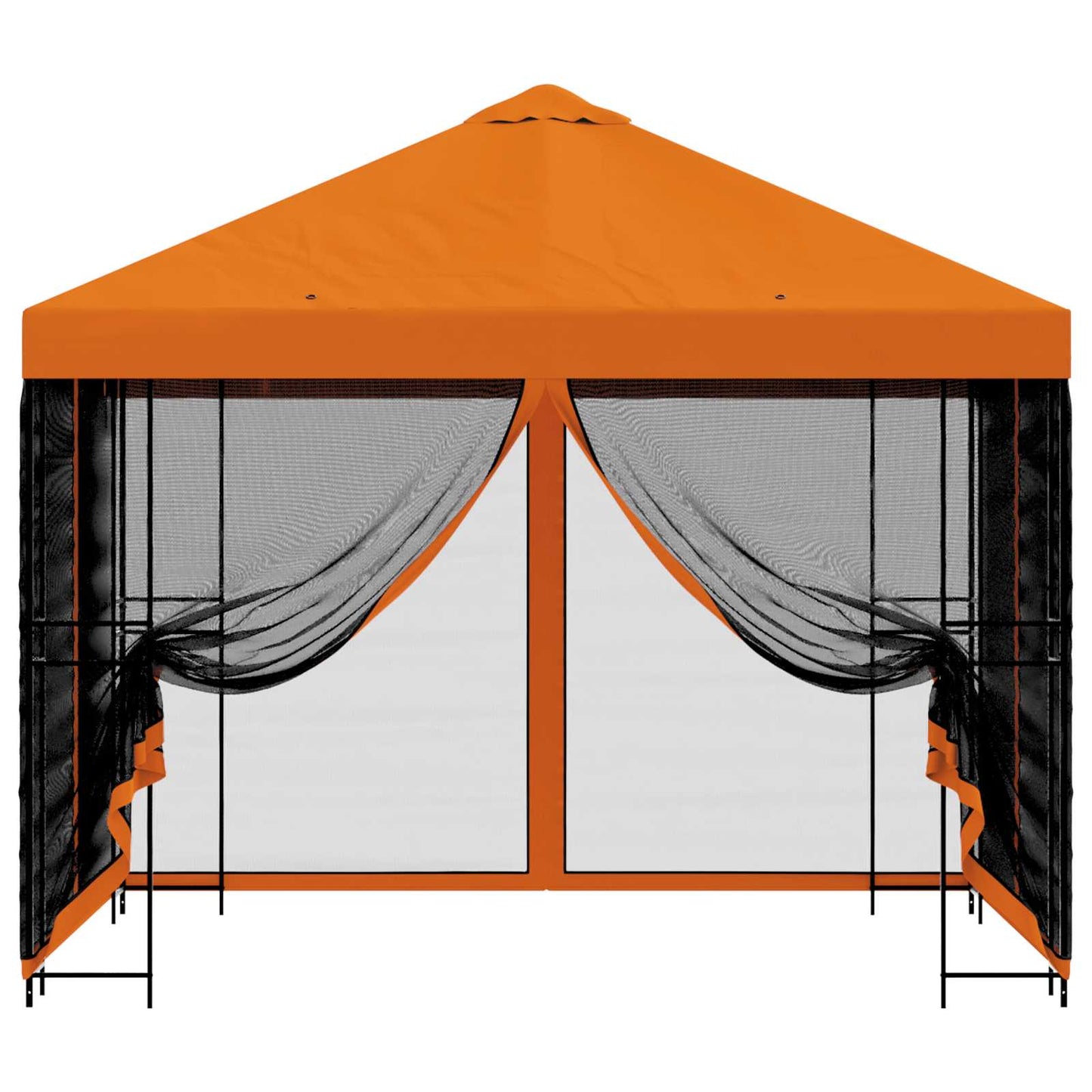 Tuin Gazebo met Zijwanden 3 x 3 m Oranje Polyester en staal