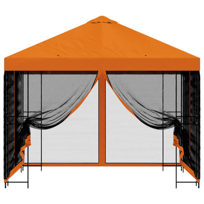Tuin Gazebo met Zijwanden 3 x 3 m Oranje Polyester en staal
