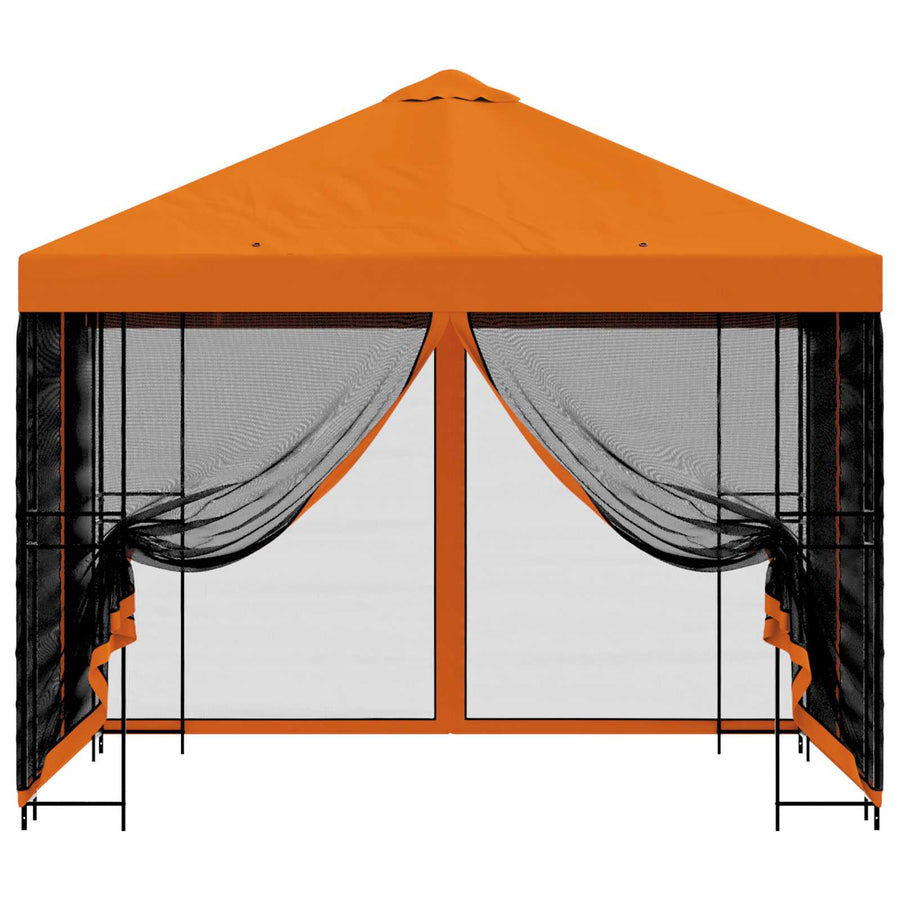 Tuin Gazebo met Zijwanden 3 x 3 m Oranje Polyester en staal