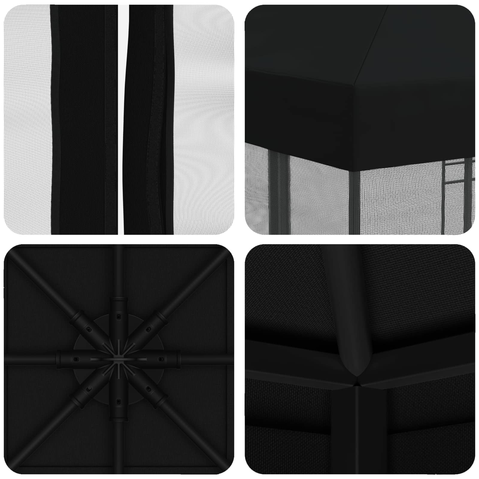Tuin Gazebo met Zijwanden 3 x 3 m Zwart Polyester en staal