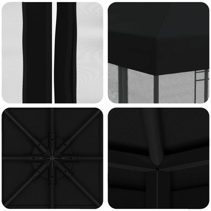Tuin Gazebo met Zijwanden 3 x 3 m Zwart Polyester en staal