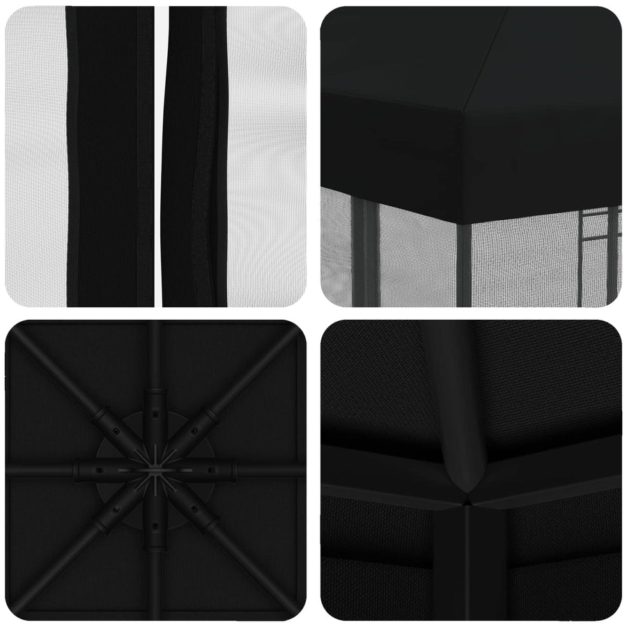 Tuin Gazebo met Zijwanden 3 x 3 m Zwart Polyester en staal