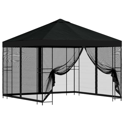 Tuin Gazebo met Zijwanden 3 x 3 m Zwart Polyester en staal