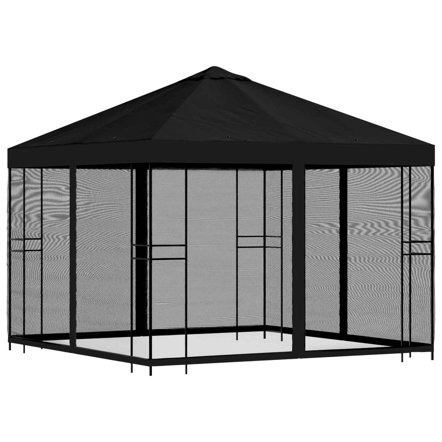 Tuin Gazebo met Zijwanden 3 x 3 m Zwart Polyester en staal