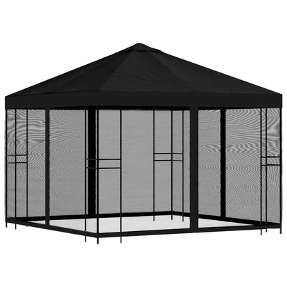 Tuin Gazebo met Zijwanden 3 x 3 m Zwart Polyester en staal