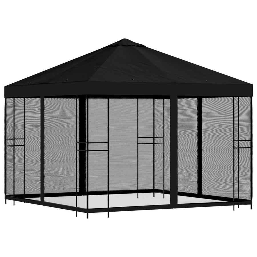 Tuin Gazebo met Zijwanden 3 x 3 m Zwart Polyester en staal