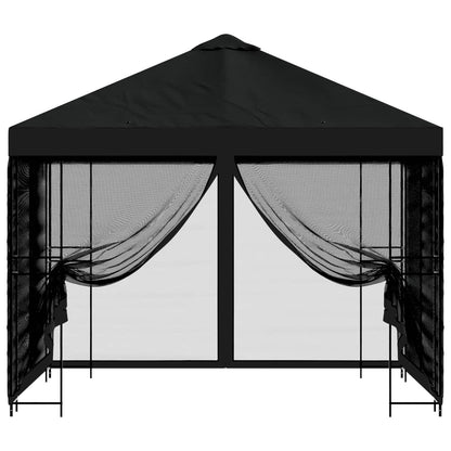 Tuin Gazebo met Zijwanden 3 x 3 m Zwart Polyester en staal