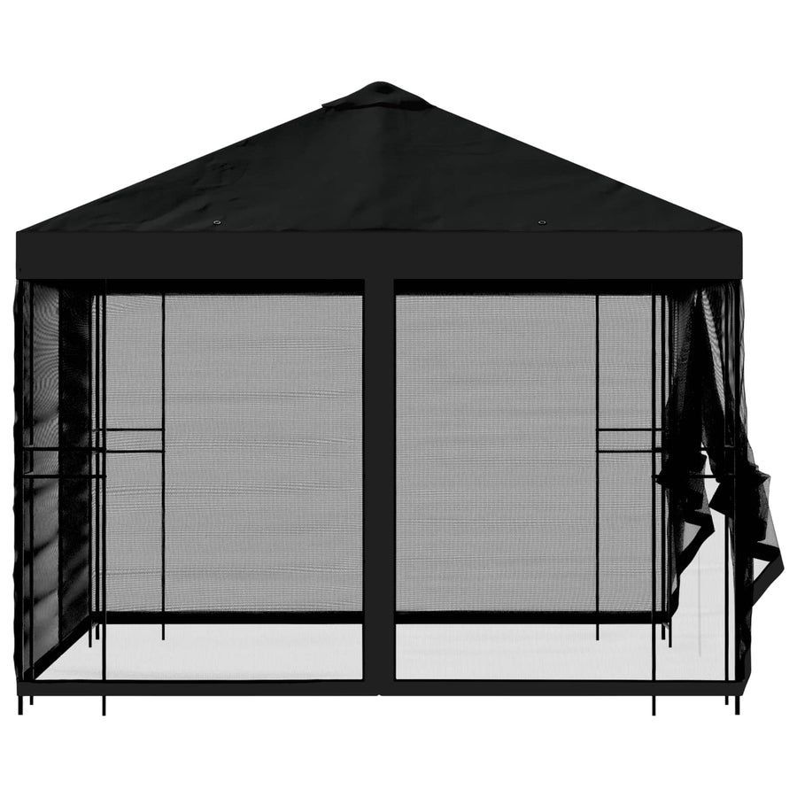 Tuin Gazebo met Zijwanden 3 x 3 m Zwart Polyester en staal