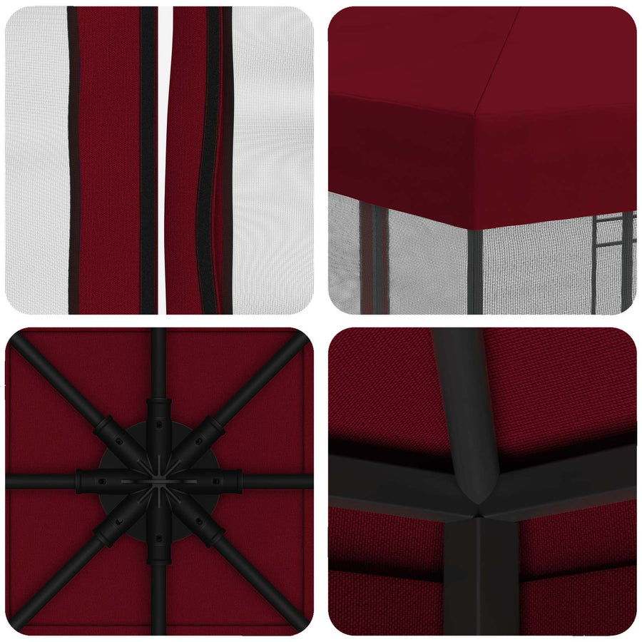 Tuin Gazebo met Zijwanden 3 x 3 m Bordeauxrood