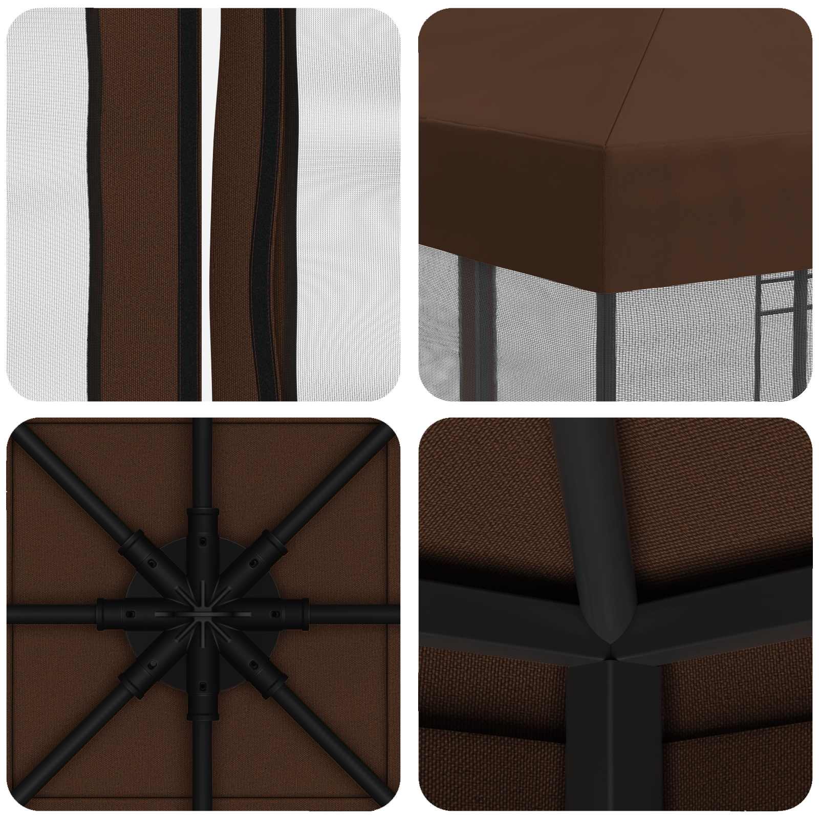 Tuin Gazebo met Zijwanden 3 x 3 m Bruin Polyester en staal 190