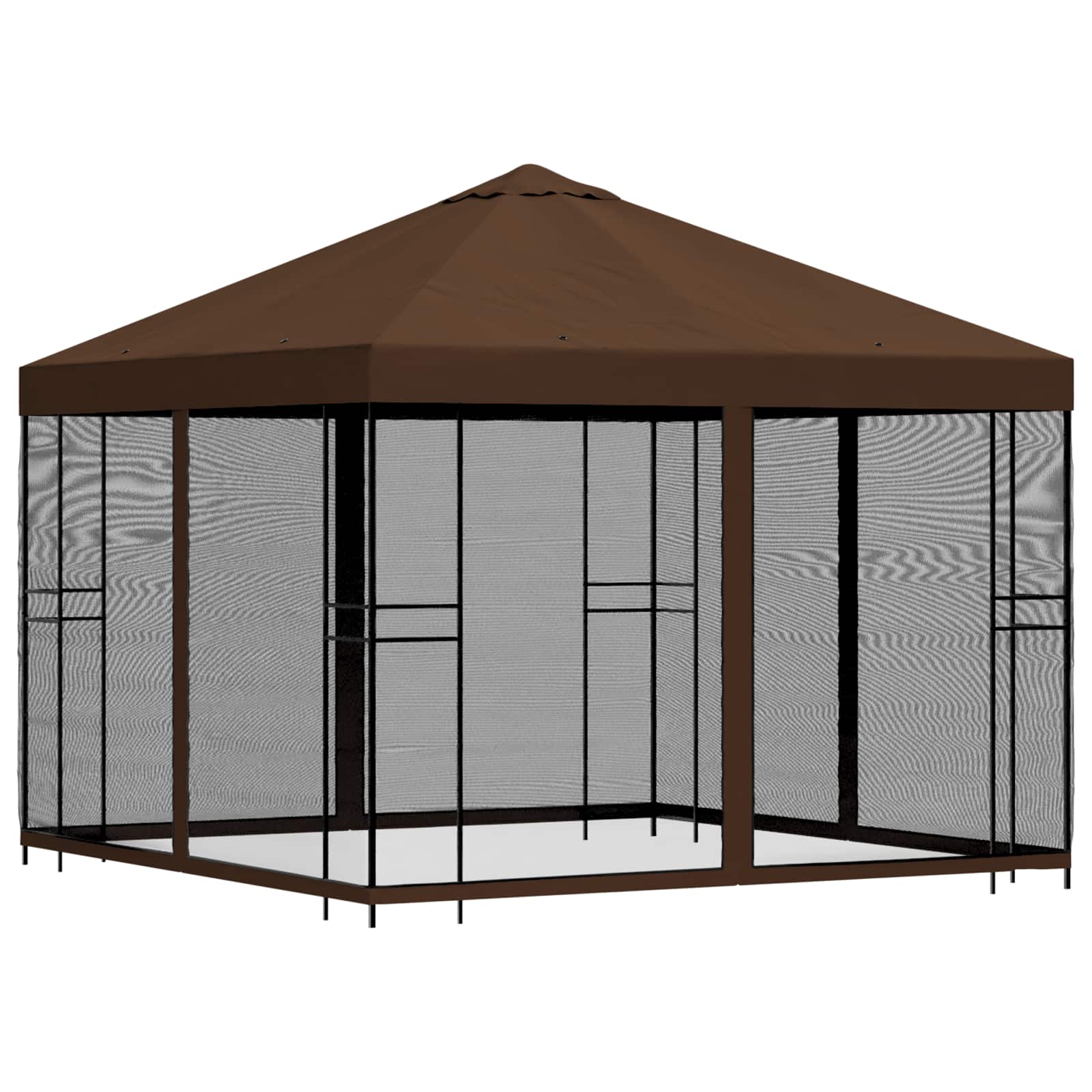 Tuin Gazebo met Zijwanden 3 x 3 m Bruin Polyester en staal 190