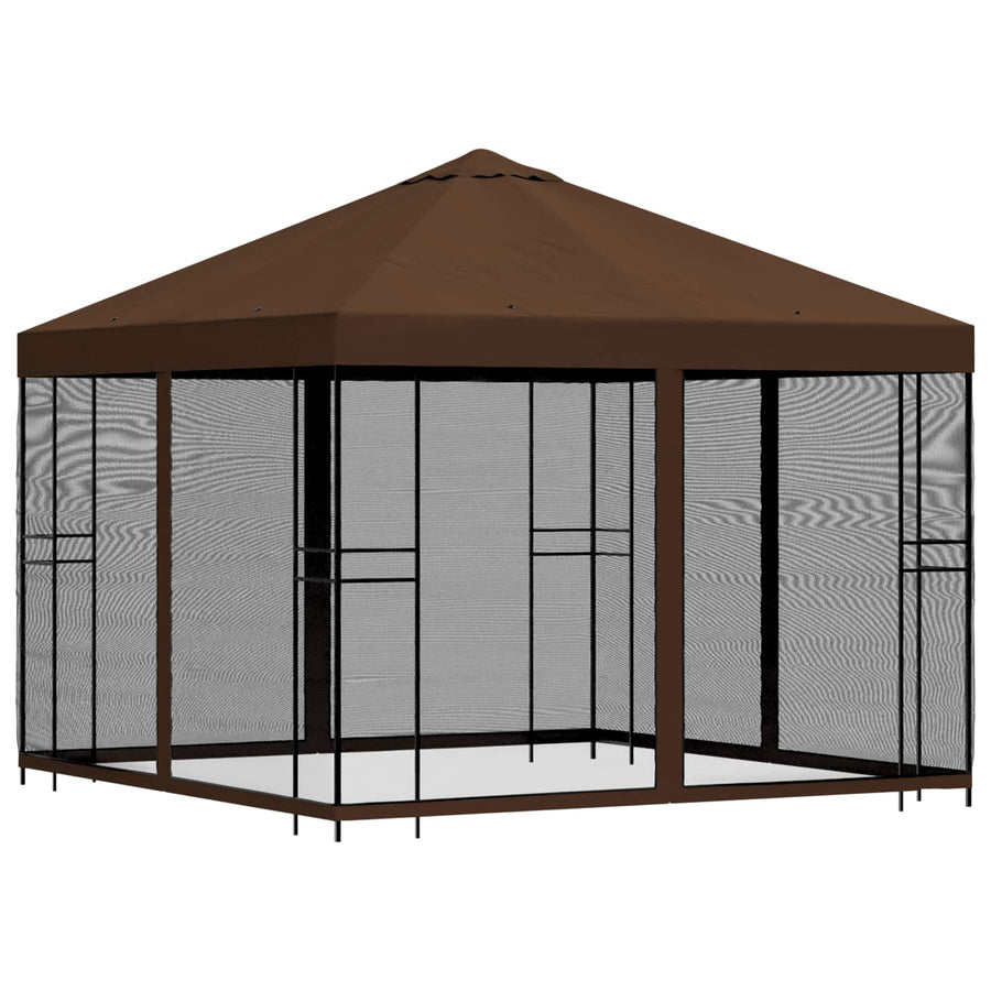 Tuin Gazebo met Zijwanden 3 x 3 m Bruin Polyester en staal 190