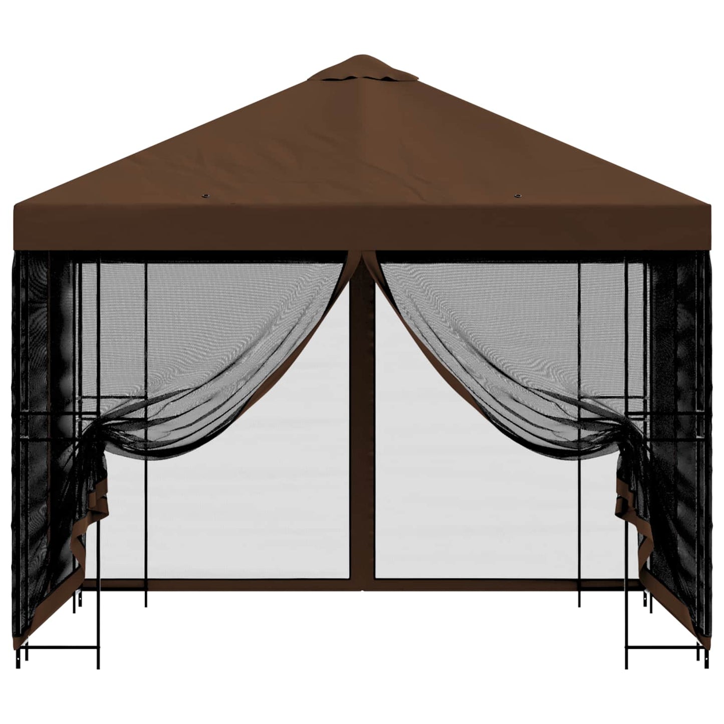 Tuin Gazebo met Zijwanden 3 x 3 m Bruin Polyester en staal 190