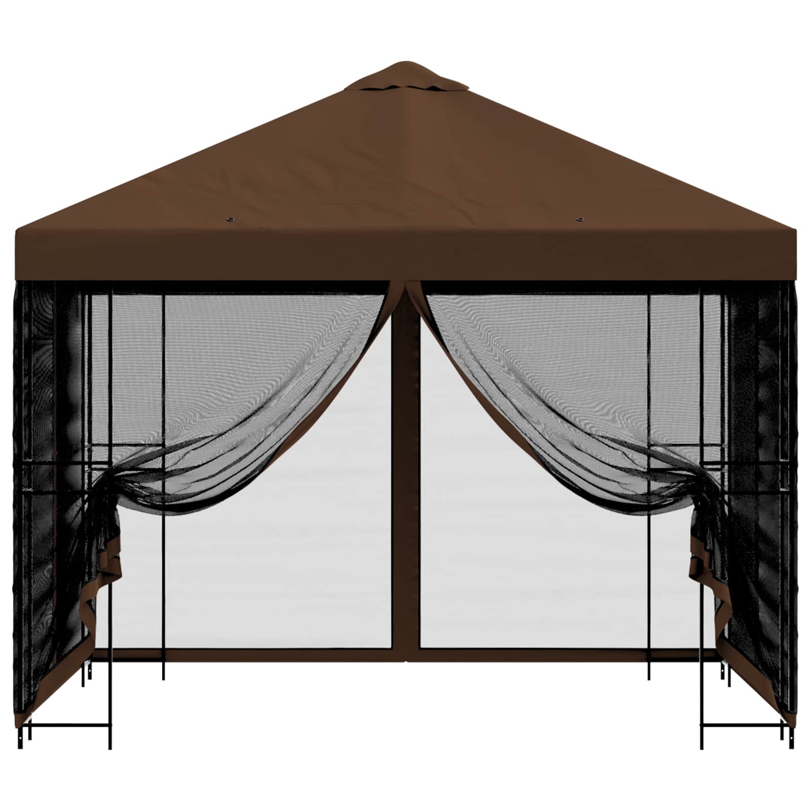 Tuin Gazebo met Zijwanden 3 x 3 m Bruin Polyester en staal 190