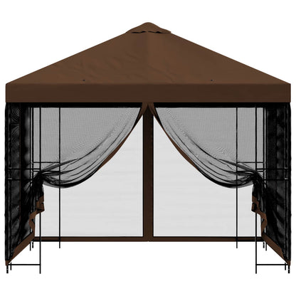 Tuin Gazebo met Zijwanden 3 x 3 m Bruin Polyester en staal 190