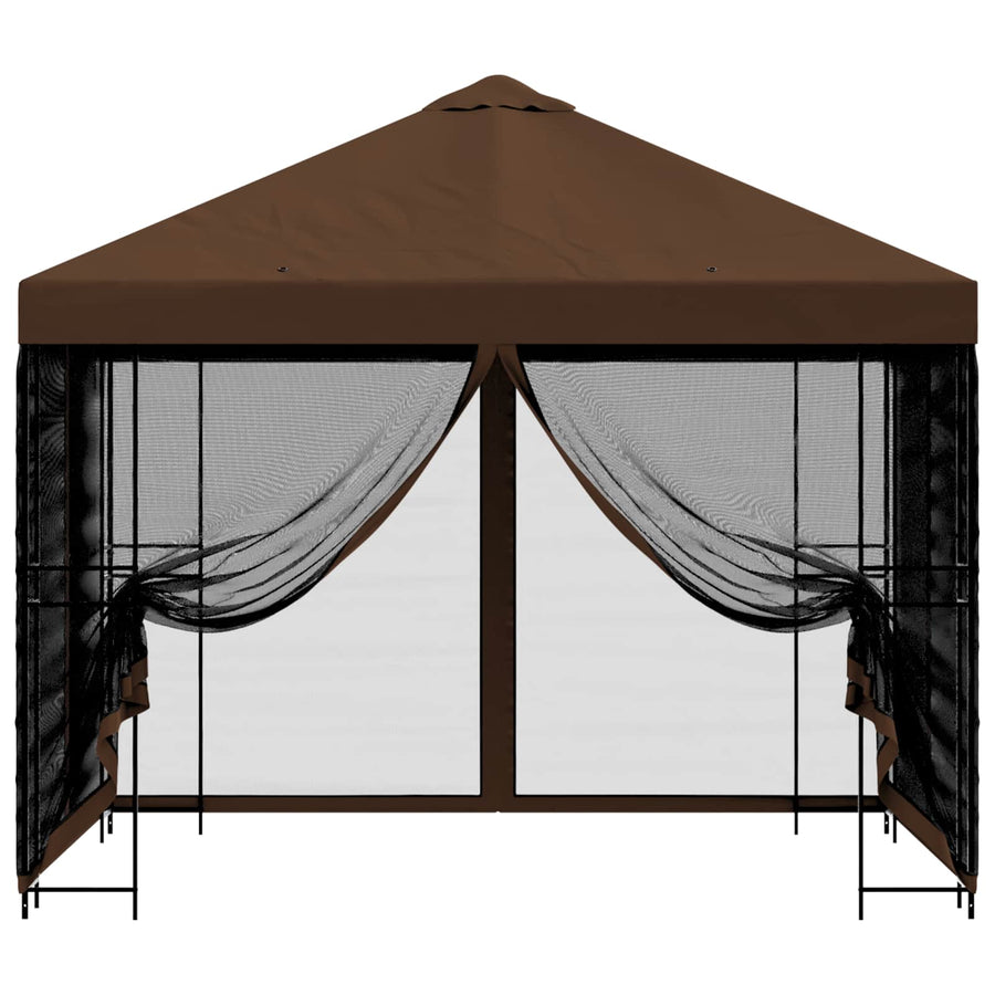 Tuin Gazebo met Zijwanden 3 x 3 m Bruin Polyester en staal 190