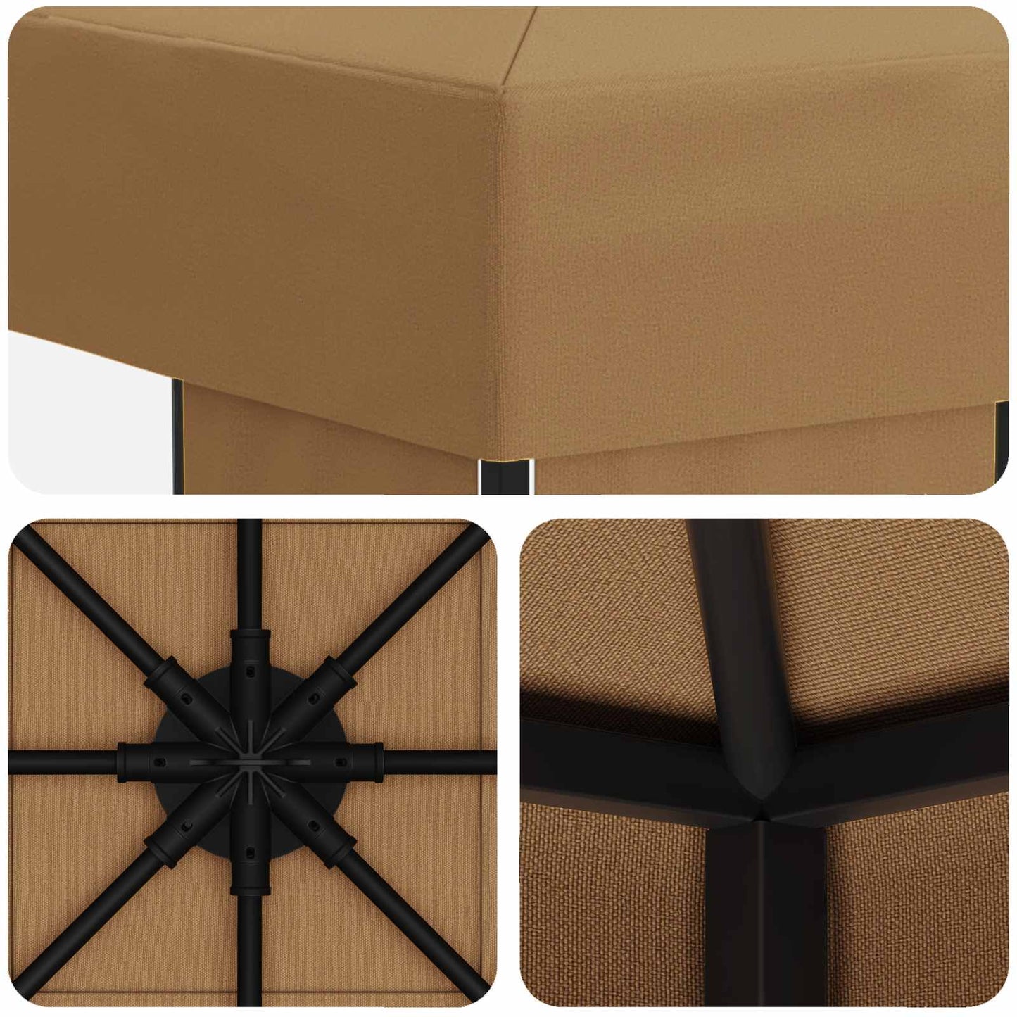 Prieel 3 x 3 m Beige Polyester en staal 190
