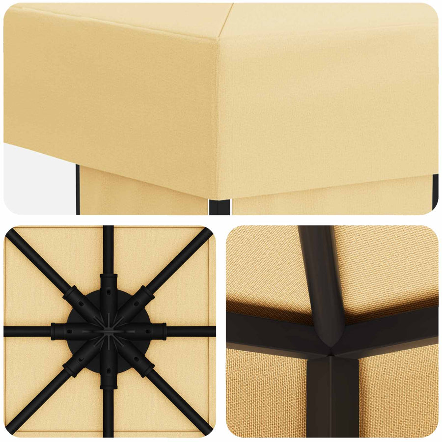 Prieel 3 x 3 m Crèmekleurig Polyester en staal 190