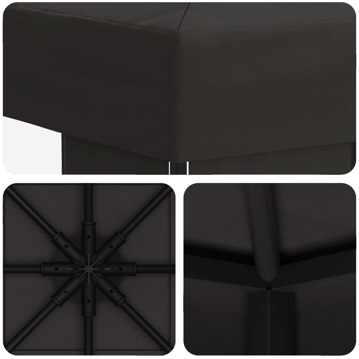 Prieel 3 x 3 m Antracietkleurig Polyester en staal 190
