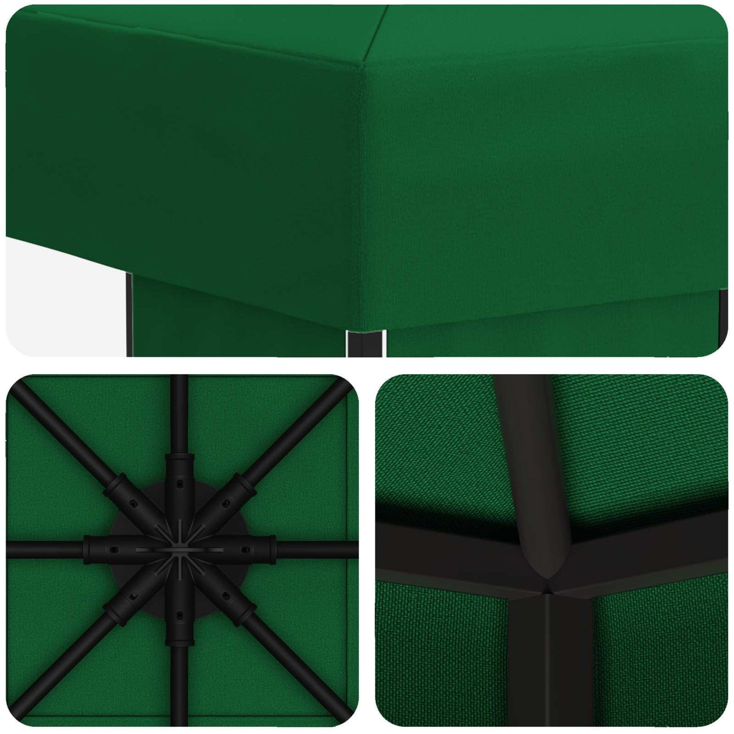 Prieel 3 x 3 m Groen Polyester en staal 190