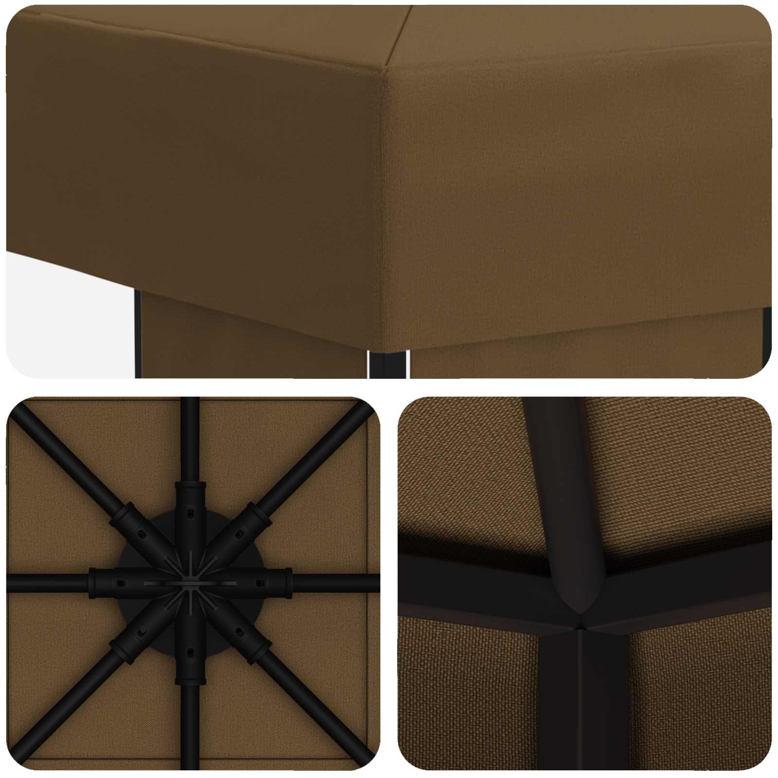 Prieel 3 x 3 m Taupe Polyester en staal 190