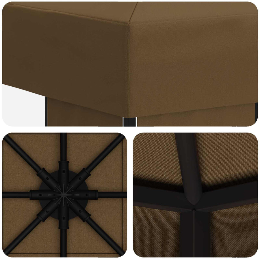 Prieel 3 x 3 m Taupe Polyester en staal 190