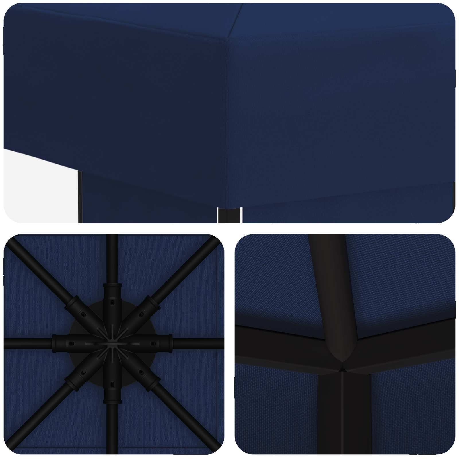 Prieel 3 x 3 m Blauw Polyester en staal 190