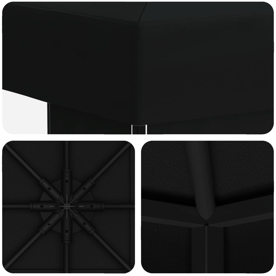 Prieel 3 x 3 m Zwart Polyester en staal 190