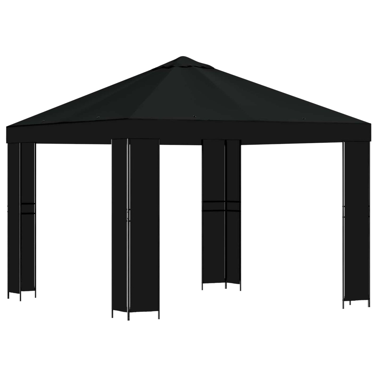Prieel 3 x 3 m Zwart Polyester en staal 190