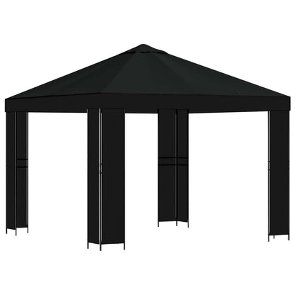 Prieel 3 x 3 m Zwart Polyester en staal 190
