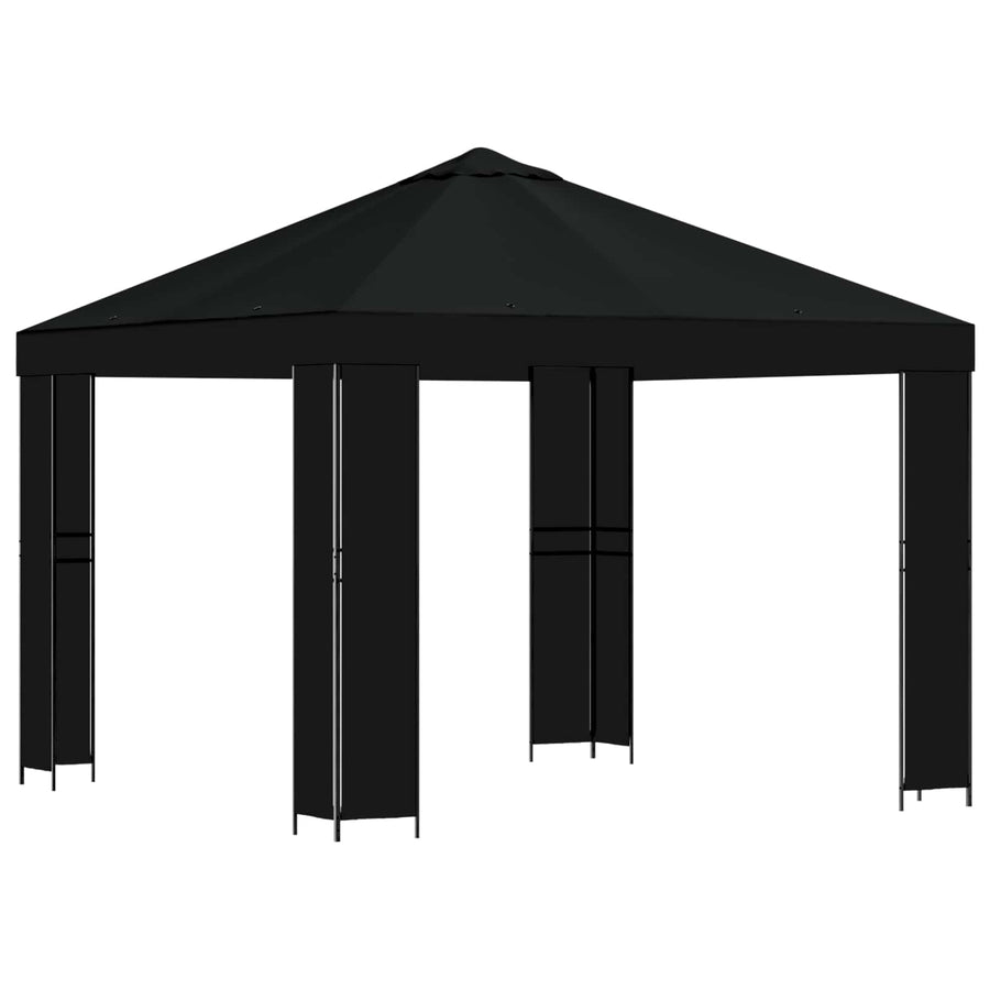 Prieel 3 x 3 m Zwart Polyester en staal 190