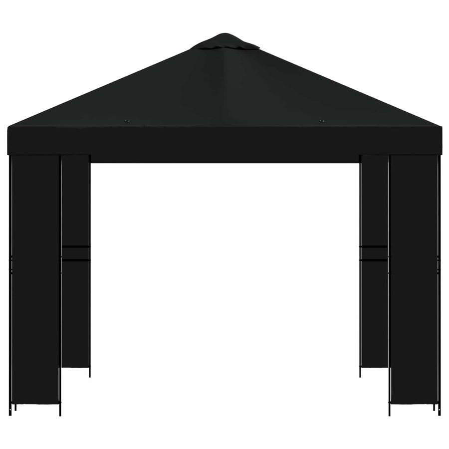 Prieel 3 x 3 m Zwart Polyester en staal 190