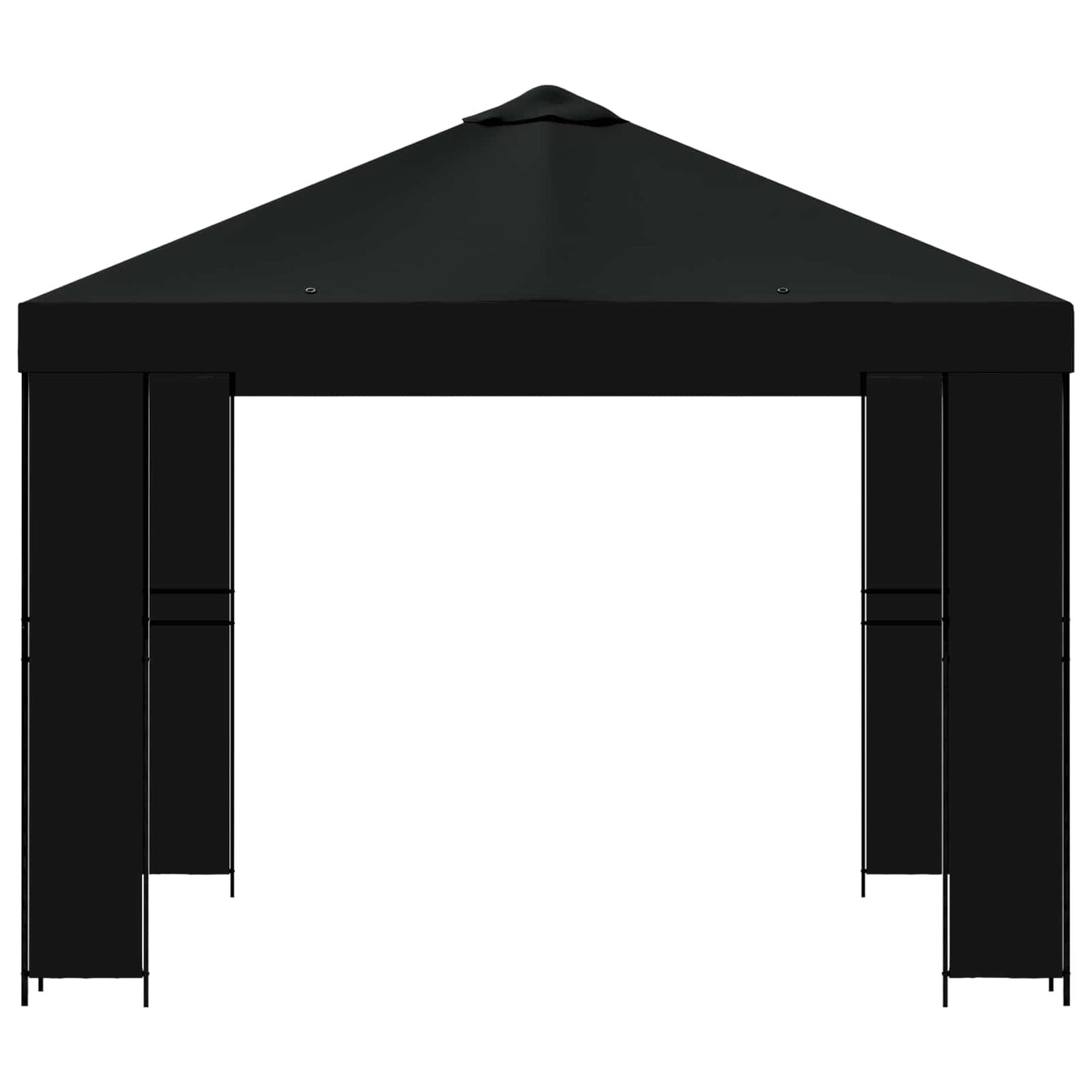 Prieel 3 x 3 m Zwart Polyester en staal 190