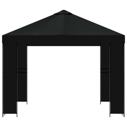 Prieel 3 x 3 m Zwart Polyester en staal 190