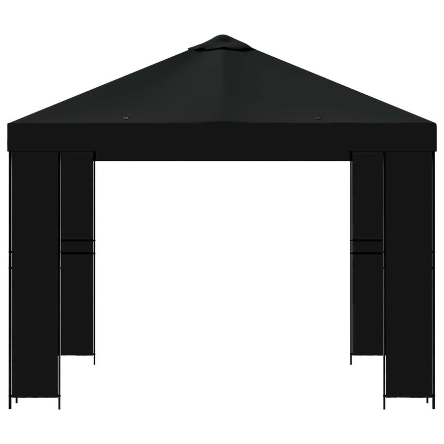 Prieel 3 x 3 m Zwart Polyester en staal 190