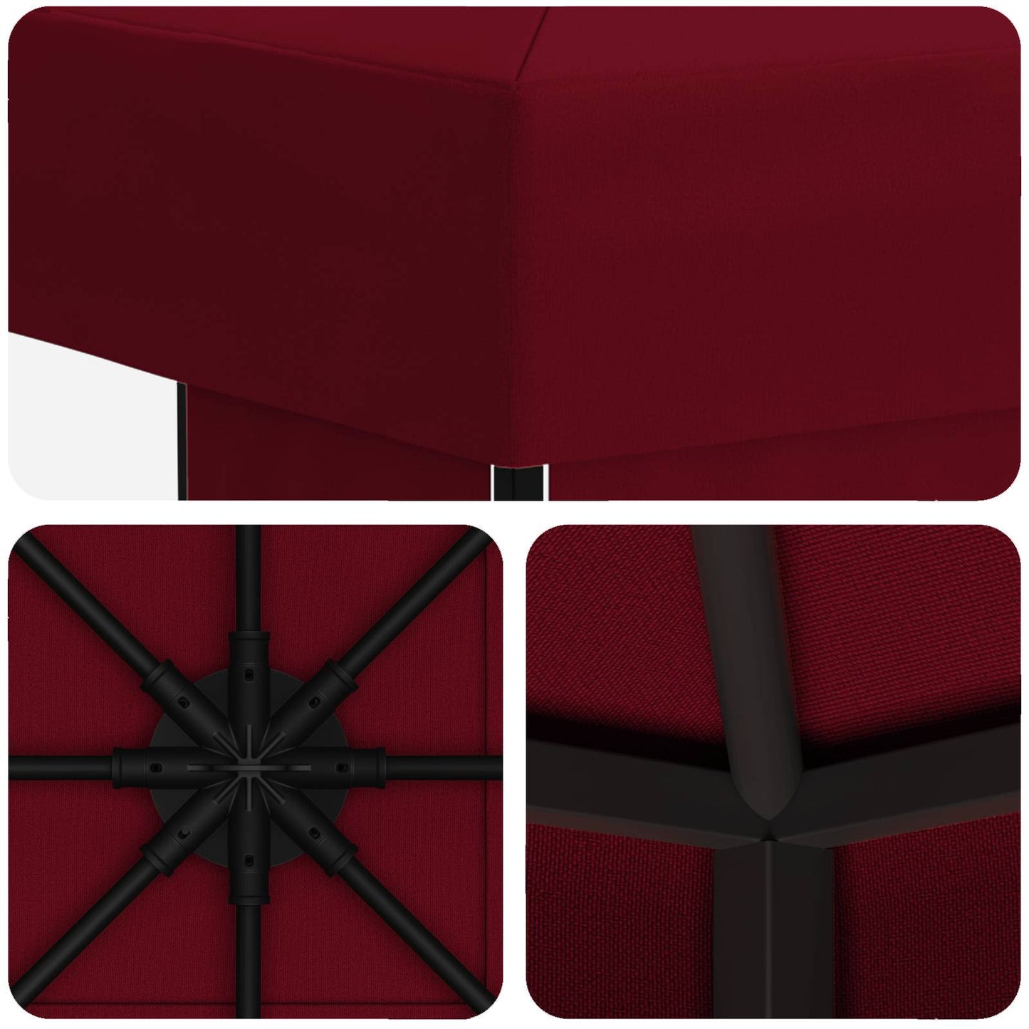 Prieel 3 x 3 m Bordeauxrood Polyester en staal 190