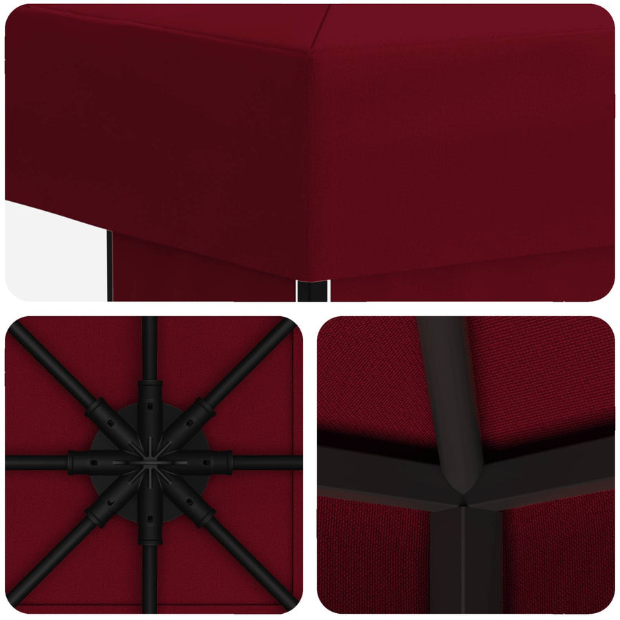 Prieel 3 x 3 m Bordeauxrood Polyester en staal 190