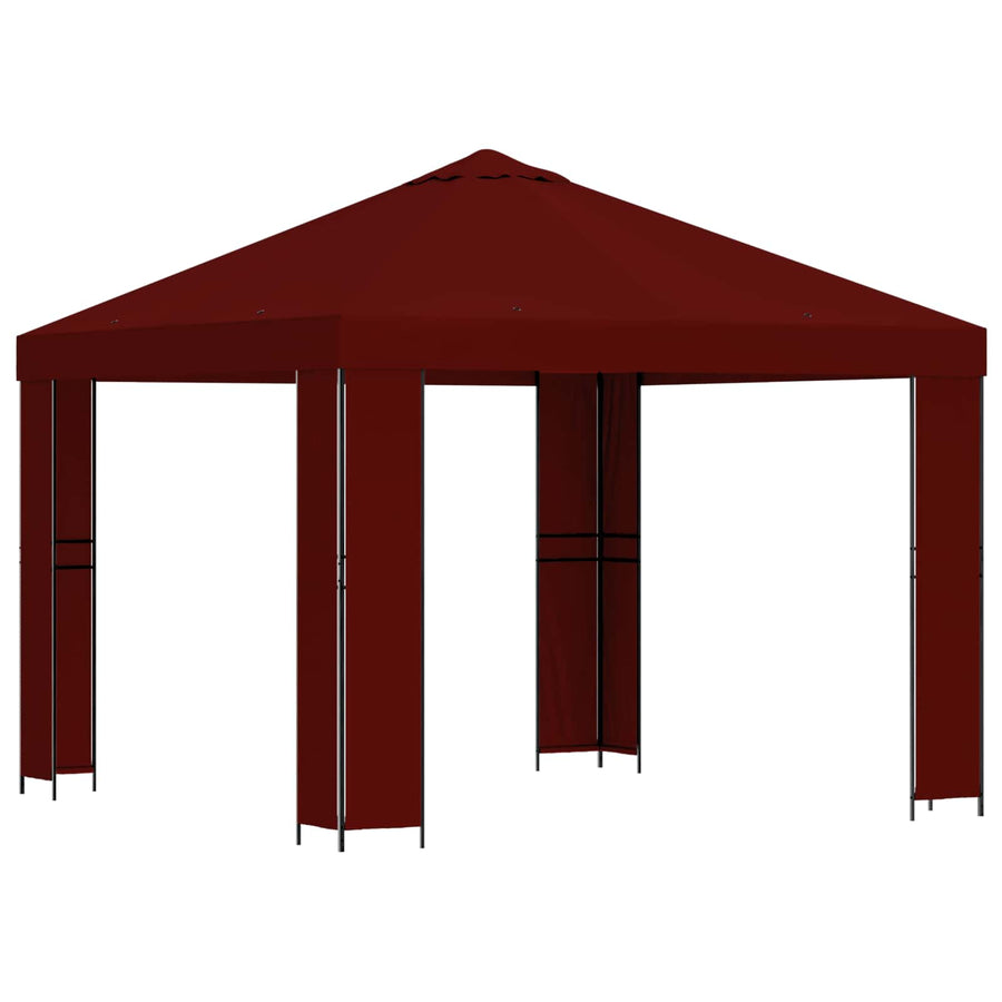 Prieel 3 x 3 m Bordeauxrood Polyester en staal 190