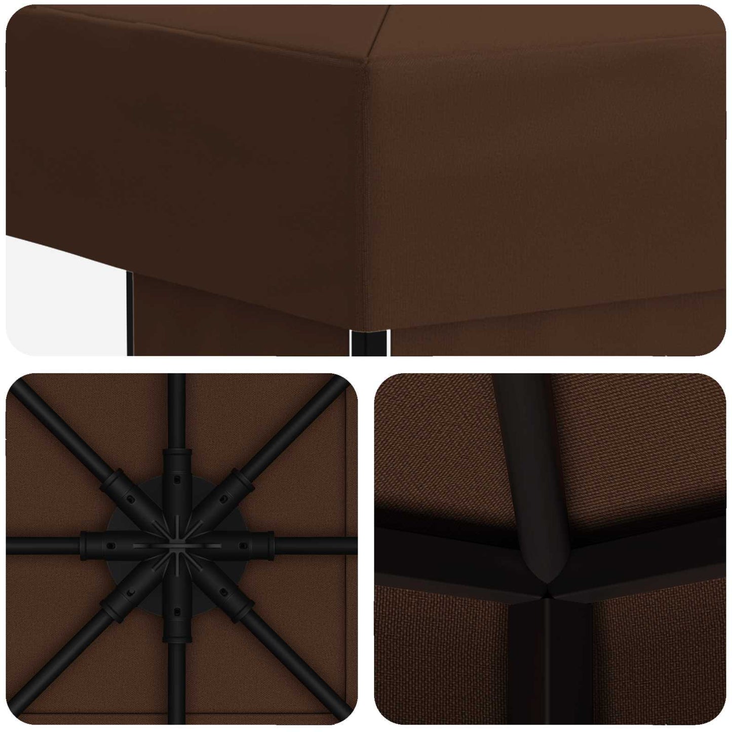 Prieel 3 x 3 m Bruin Polyester en staal 190